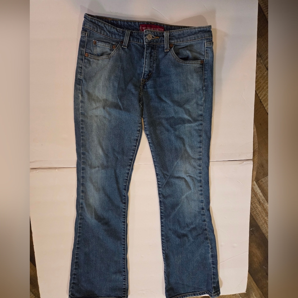 Levi Junior Superlow Stretch 518 Size 7 Denim Jeans Medium Wash